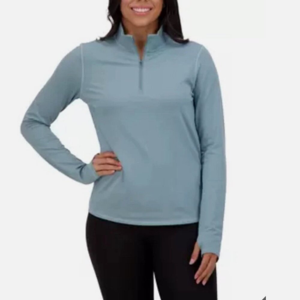 Soybu Women's Long Sleeve Quarter Zip Green